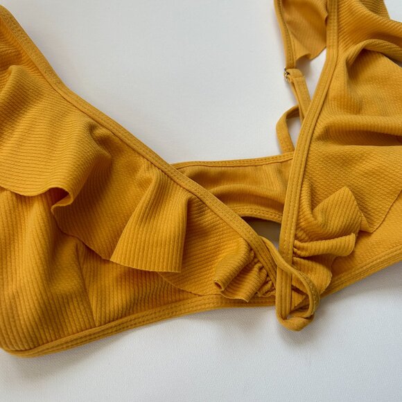 Zaful Yellow Bikini Set - Ribbed Scrunch Butt Wrap Bikini Set - Picture 7 of 8